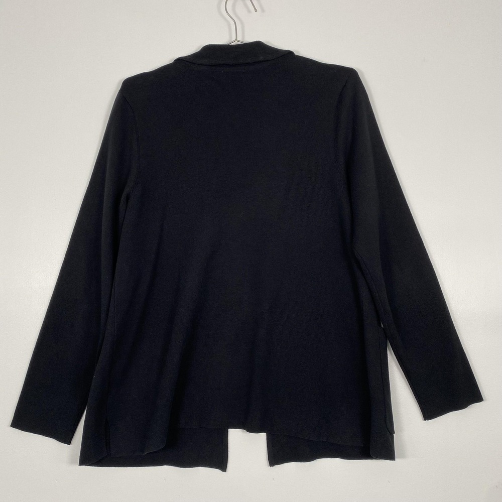J Jill Cardigan Sweater Womens Large Black Wearever Collar Pockets Knit Cotton - Picture 6 of 13
